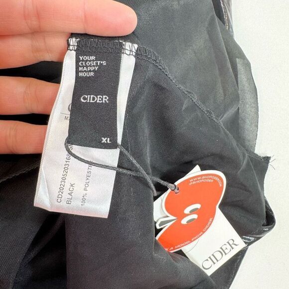 Cider Dress Womens XL Faux Leather High Neck Asymmetrical Hem Witchy Grunge 90s - Picture 4 of 9